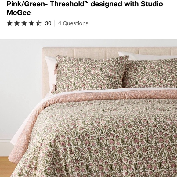 Threshold Studio McGee Pink and Cream Floral Bedding - Picture 3 of 3